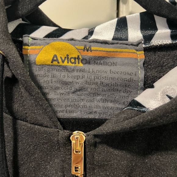 Aviator Nation - zebra striped sweatshirt hoodie Size M - Picture 3 of 7